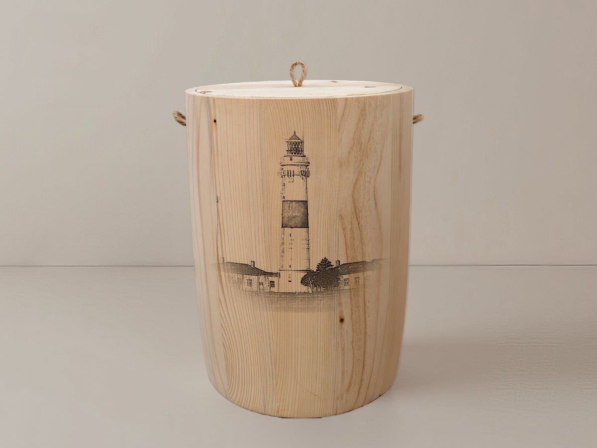 Leuchtturm Sylt Kampen – Urne aus Fichte