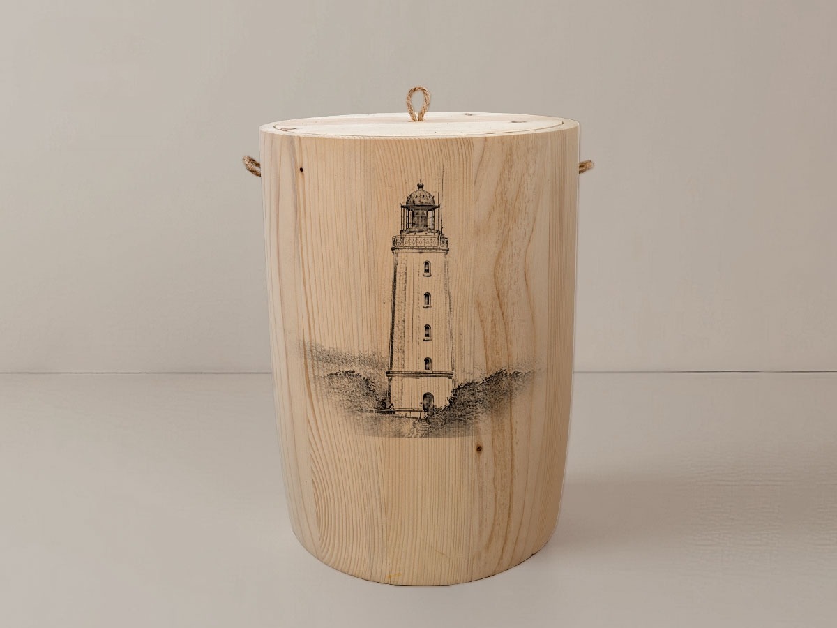 Leuchtturm Hiddensee Dornbusch – Urne aus Fichte