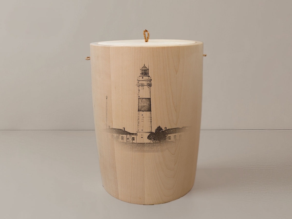 Leuchtturm Sylt Kampen – Urne aus Ahorn