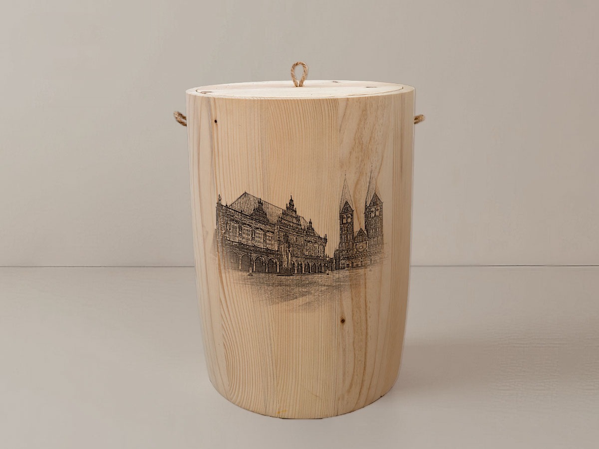 Bremen Dom und Rathaus – Urne aus Fichte