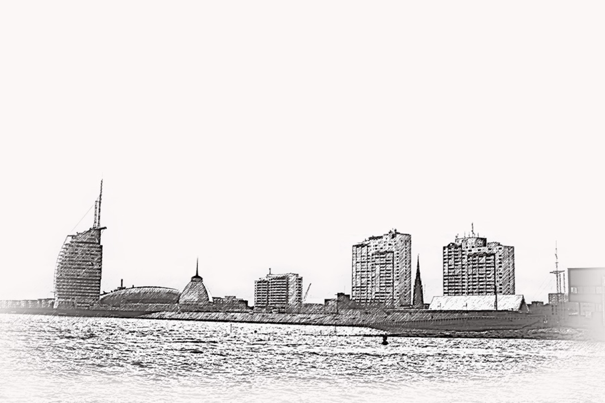 Bremerhaven von der Weser – Motiv der Lasergravur