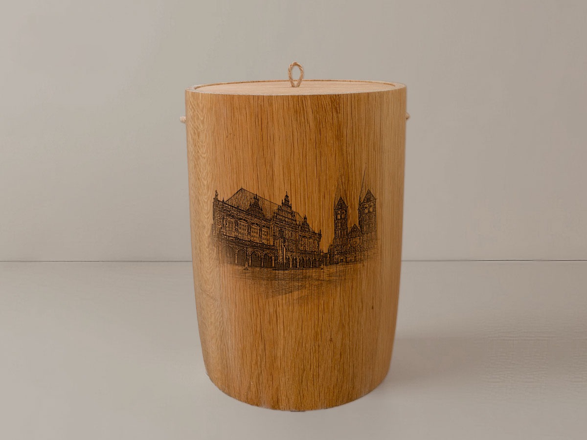 Bremen Dom und Rathaus – Urne aus Eiche