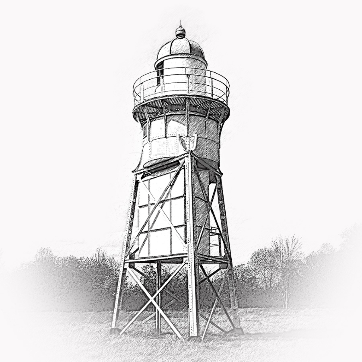 Harriersand Leuchtturm – Motiv der Lasergravur