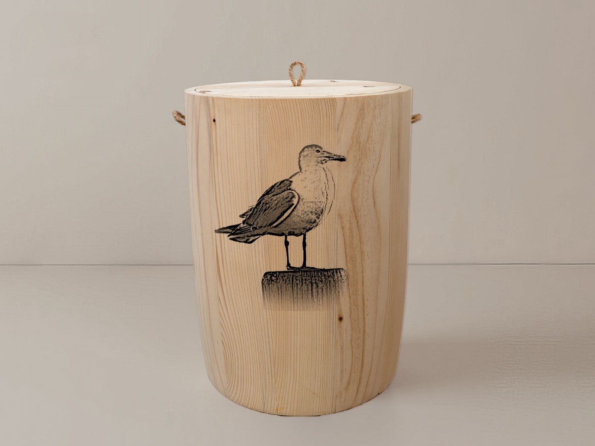 Möwe – Urne aus Fichte