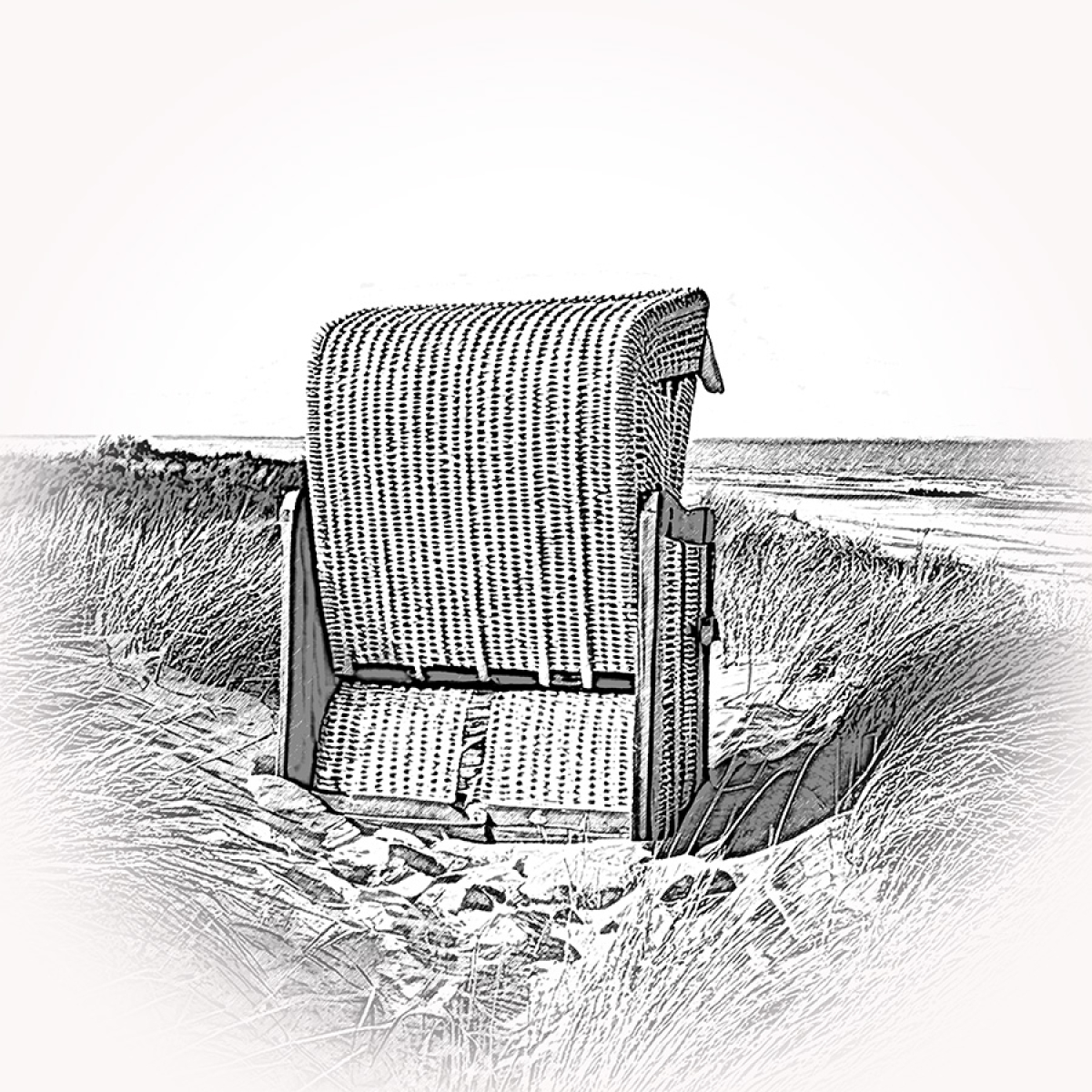Strandkorb – Motiv der Lasergravur