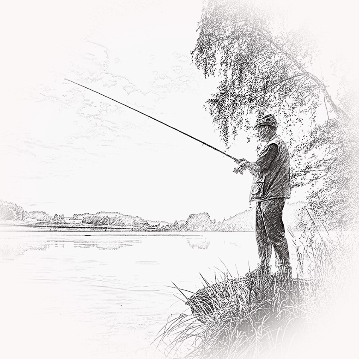Angler – Motiv der Lasergravur