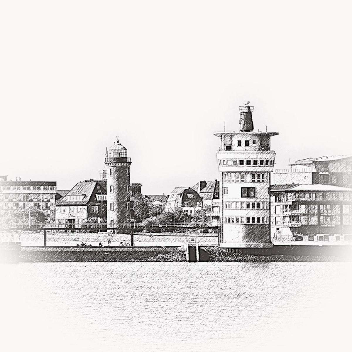 Cuxhaven von der Elbe – Motiv der Lasergravur