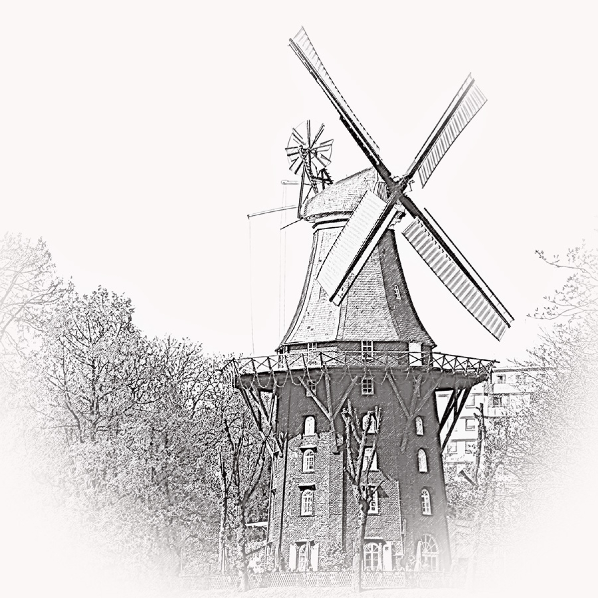 Bremen Mühle am Wall – Motiv der Lasergravur