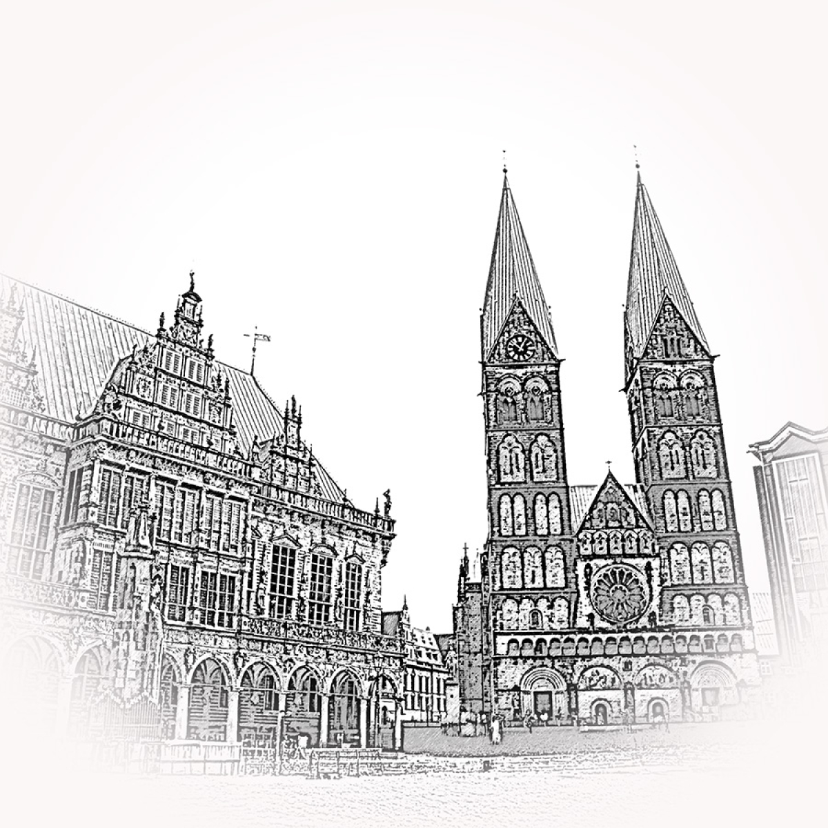Bremen Dom und Rathaus – Motiv der Lasergravur