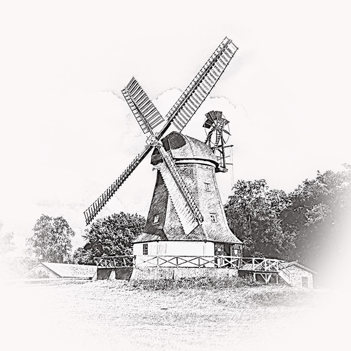 Worpswede Mühle – Motiv der Lasergravur